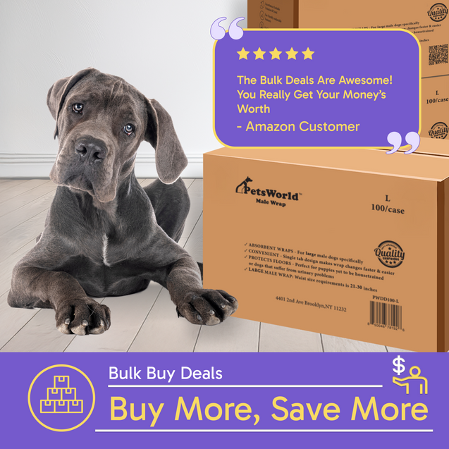 PetsWorld Disposable Dog Wraps for Male Dogs, Adjustable, Super Absorbent Diapers_