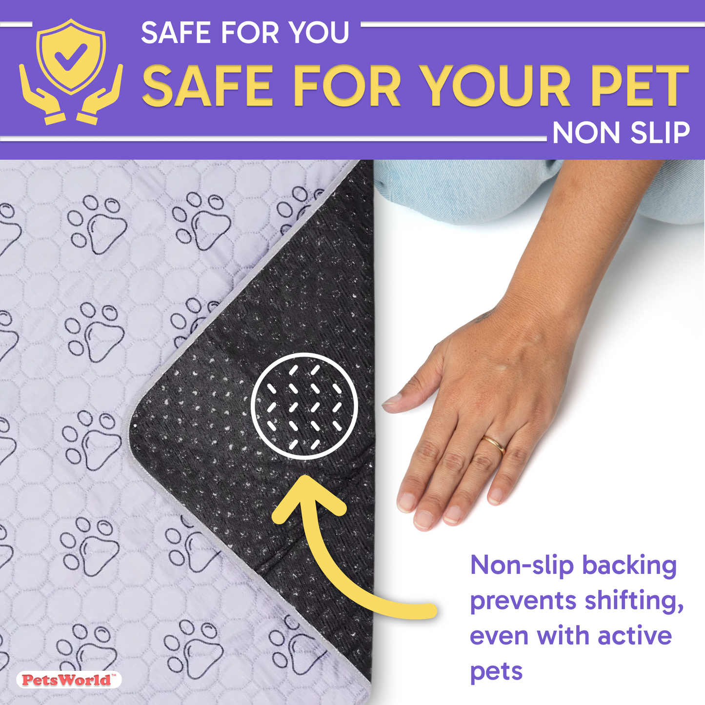 PetsWorld Washable Dog Potty Pads, Unscented_4 Count / 34 x 52-in