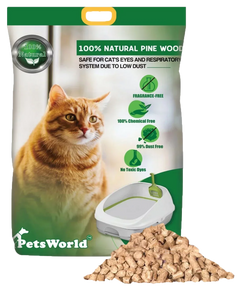 PetsWorld Natural Pine Cat Litter: Non-clumping, low dust, odor control, suitable for sifting boxes