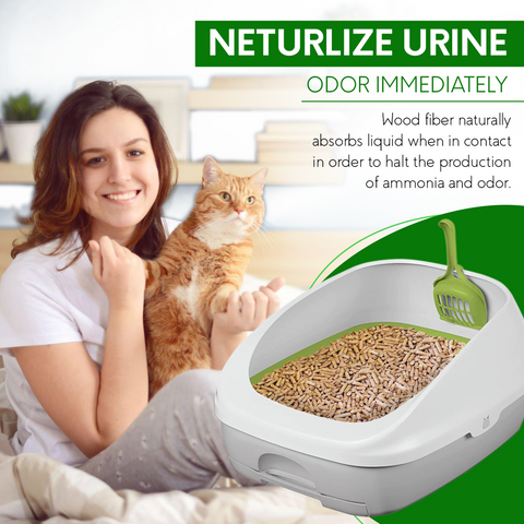 PetsWorld Natural Pine Cat Litter: Non-clumping, low dust, odor control, suitable for sifting boxes_