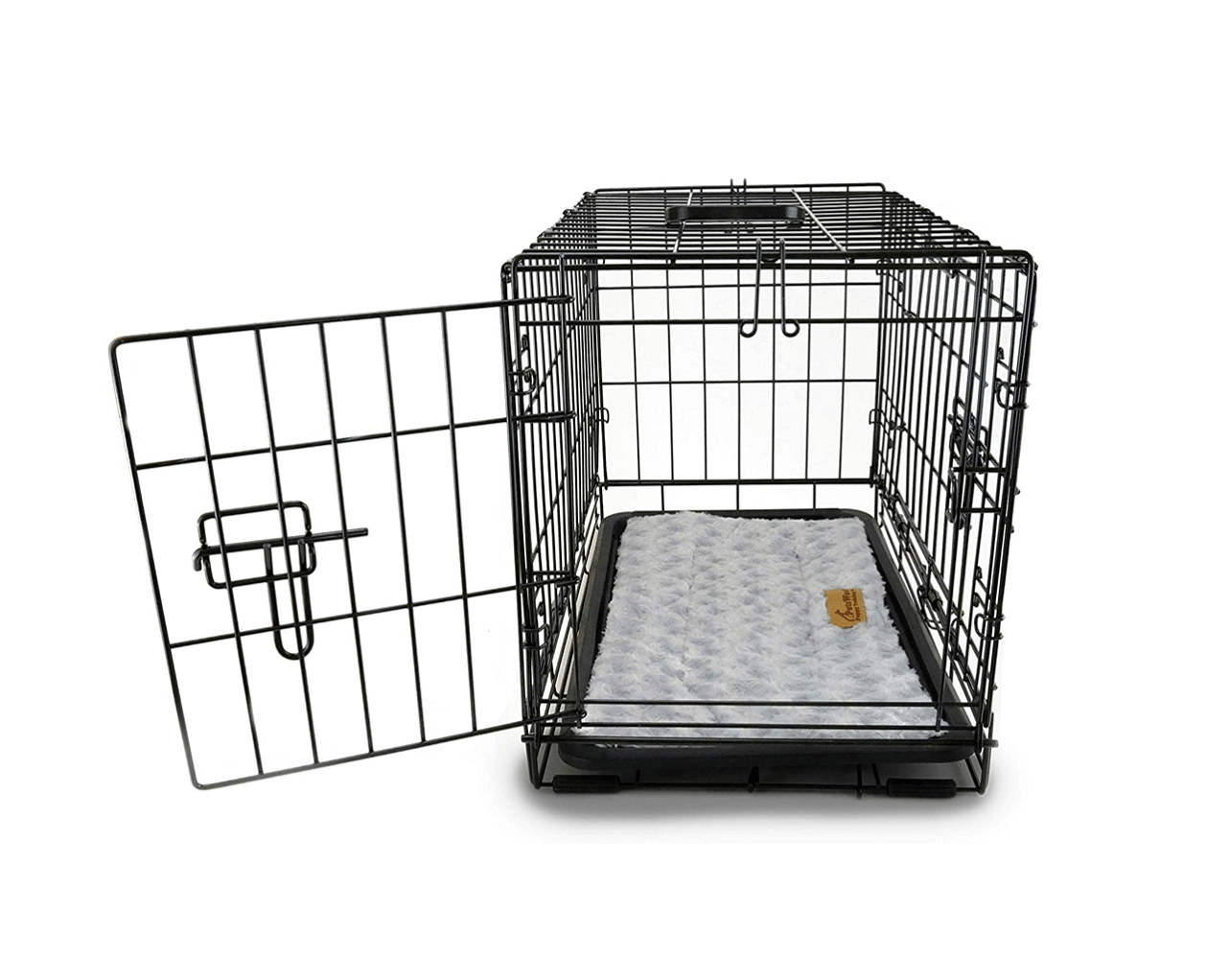Single & Double Door Solid-Steel Dog Crate, + Dog Bed & Divider Panel| Heavy Duty, Foldable, Easy to Assemble, Floor Protection Roller Feet._Single Door