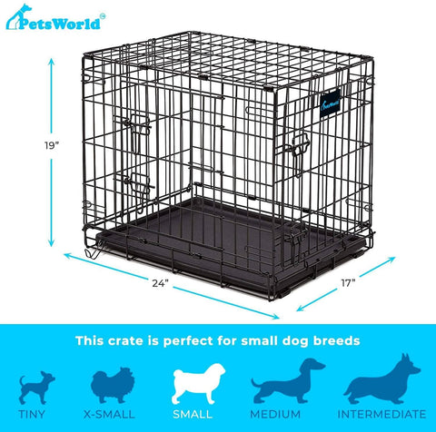 Single & Double Door Solid-Steel Dog Crate, + Dog Bed & Divider Panel| Heavy Duty, Foldable, Easy to Assemble, Floor Protection Roller Feet._