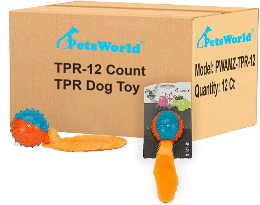 Squeaky Fetch Dog Ball, with fur tail. Suitable for Medium-Large Sized Pets_