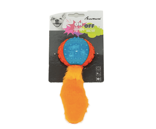 Squeaky Fetch Dog Ball, with fur tail. Suitable for Medium-Large Sized Pets_
