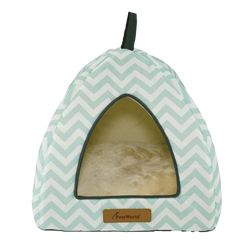 Tent Covered Cat & Dog Bed, Aqua Blue, Medium-16 x 16 x 14 inches