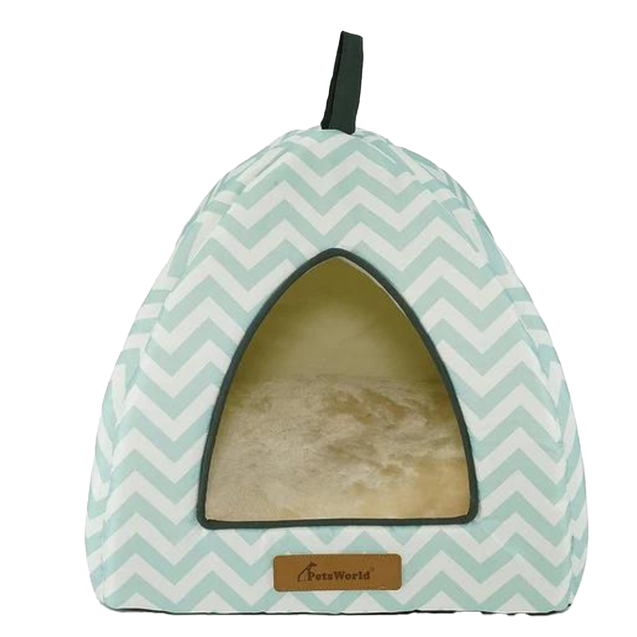 Tent Covered Cat & Dog Bed, Aqua Blue, Medium-16 x 16 x 14 inches_