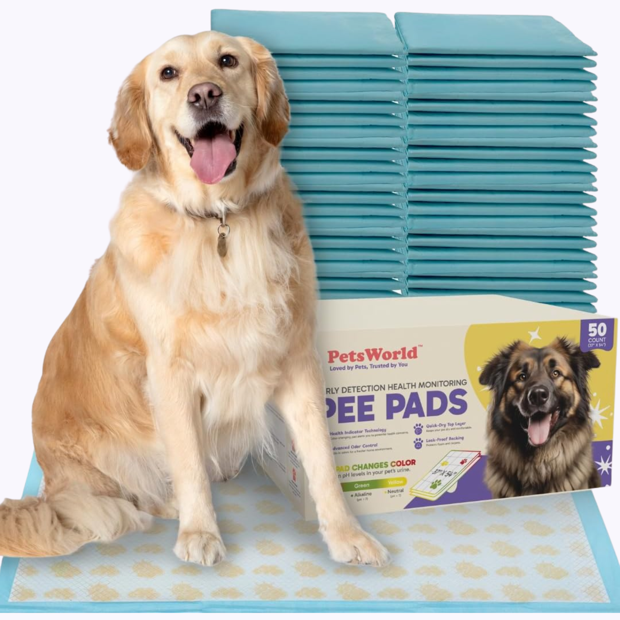 PetsWorld NEW 3XL (37x54 inch) Health Monitoring Dog Pee Pads