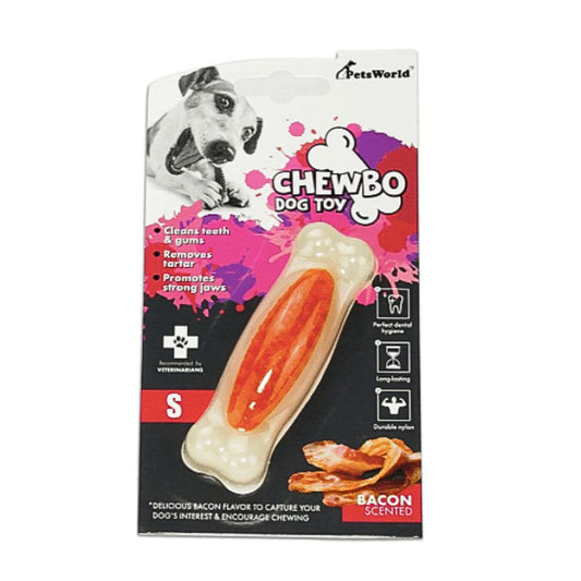 Bacon Scented Bone Tough Dog Chew Toy. For Small Dogs