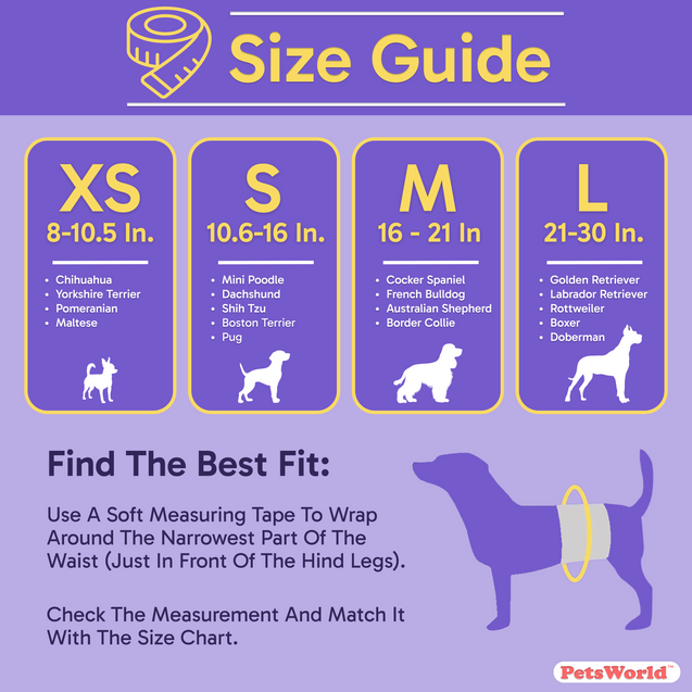 PetsWorld Dog Diapers Male - Super Absorbent, Fur-Friendly Belly Bands_