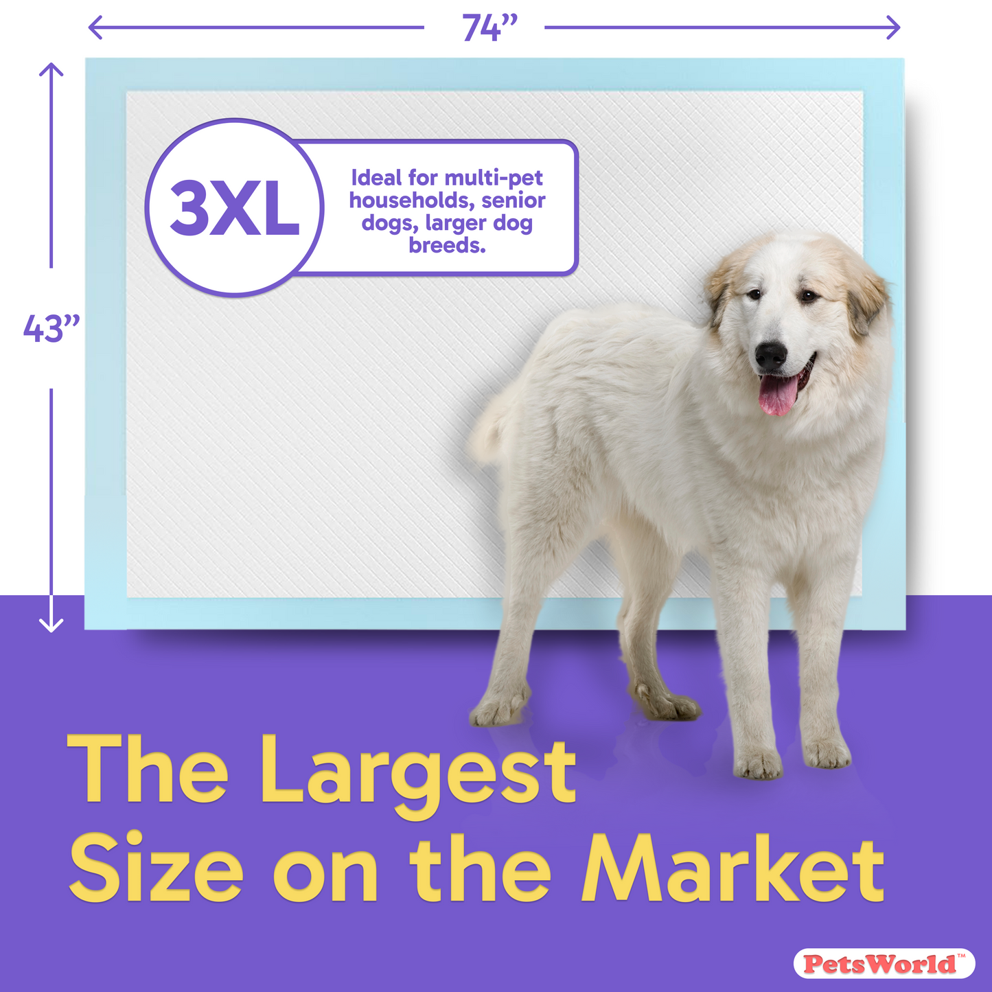 PetsWorld 5XL (43x74 inch) Dog Training & Potty Pads