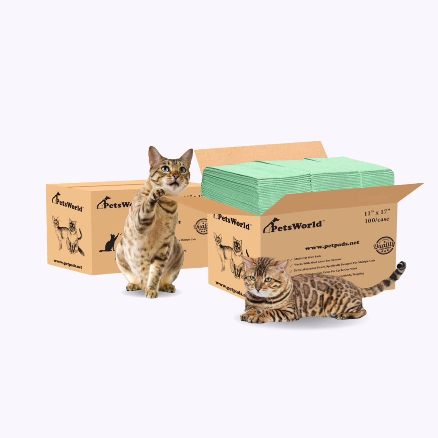 PetsWorld Multi Cat Litter Pads for Litter Box_200 Count / Unscented