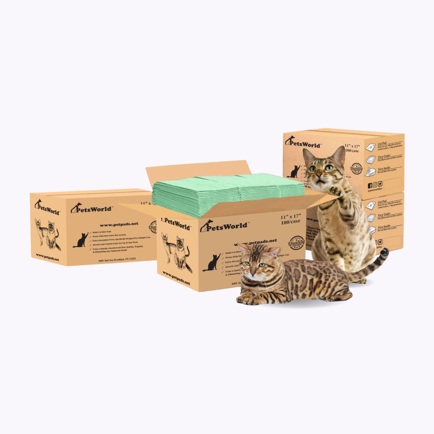 PetsWorld Multi Cat Litter Pads for Litter Box_400 Count / Fresh Scent